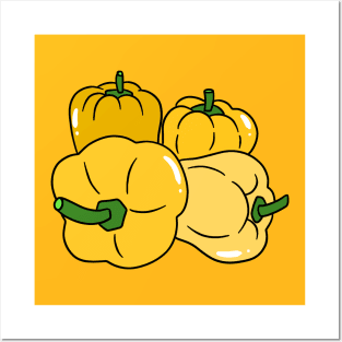 Four Yellow Bell Peppers Posters and Art